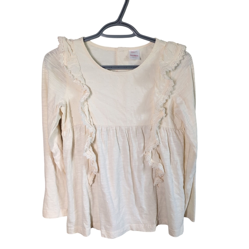 Hanna Andersson Ruffle Popoverโ Ecru Size 12 (150cm)